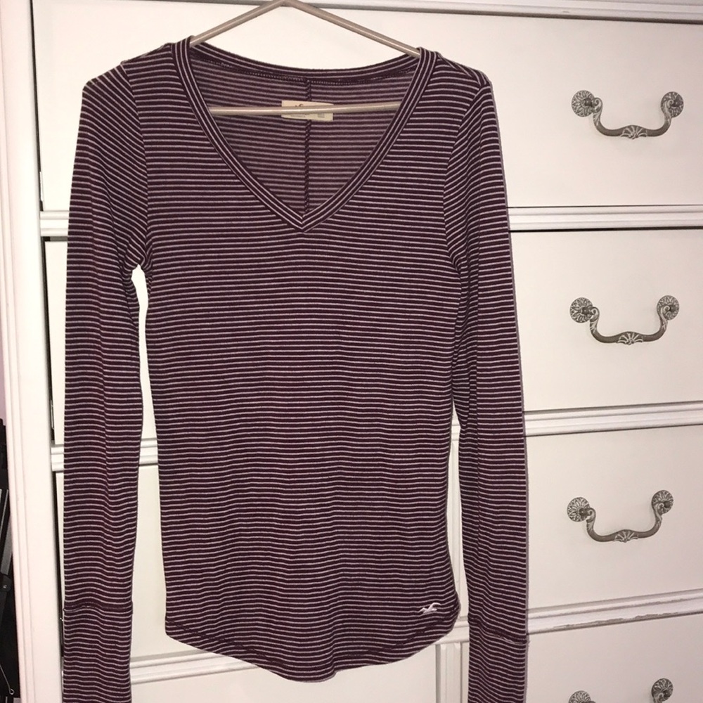 maroon and white striped long sleeve
